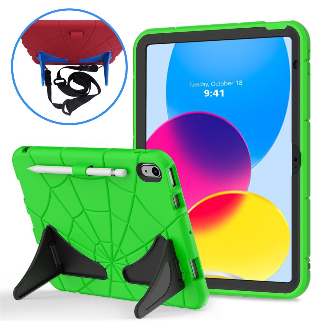 StylePro Supershell Kids Case for iPad 10.9 with Strap and Stand - Green